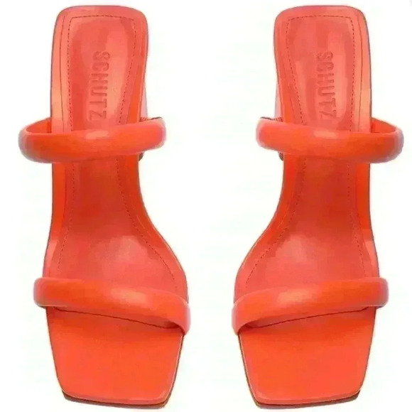 NWT SCHUTZ Ully Nappa Leather Double Straps Heeled Sandal - Picture 4 of 16